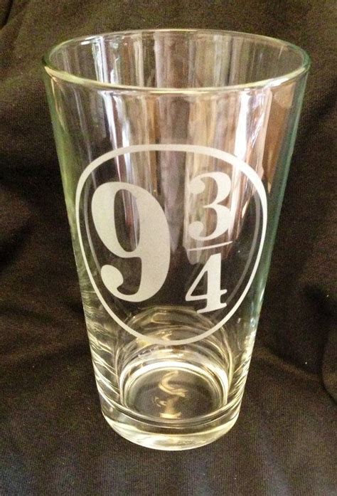 Harry Potter Inspired Platform 9 3 4 Inspired Design Custom Etched Pint