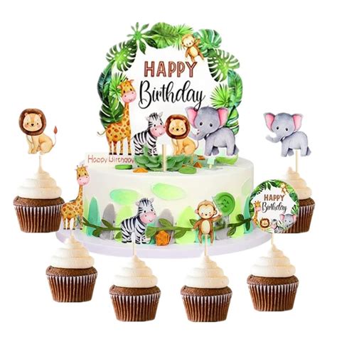 Buy I Qiqi Jungle Animal Birthday Cake Toppers Decorations Zoo Animal