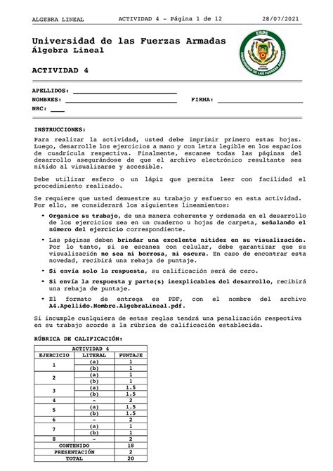 Actividad Algebra Lineal Itin Algebra Lineal Actividad P Gina