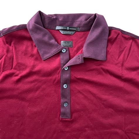 Tiger Woods Tiger Woods Mercerized Cotton Burgundy Red Golf Polo Shirt