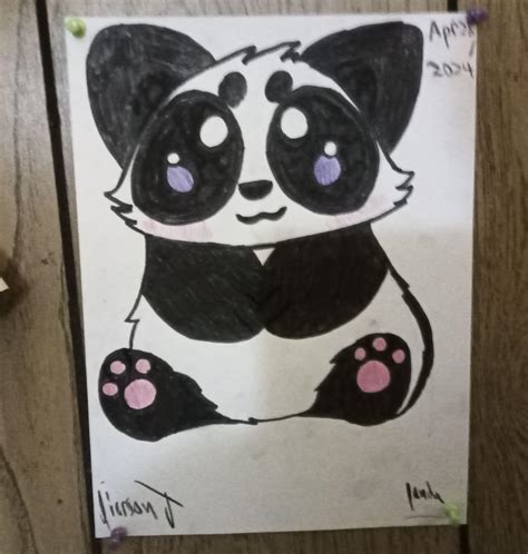 Drawing of a kawaii panda. : r/aww