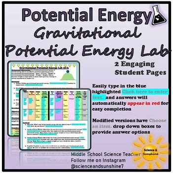 Gravitational Potential Energy Lab By Scienceandsunshine Tpt