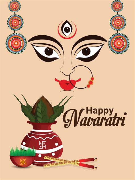 Happy navratri indian festival greeting card , Navratri flat design ...