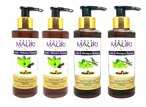 Buy Khadi Mauri Amla Bhringraj And Amla Shikakai Shampoo Pack Of