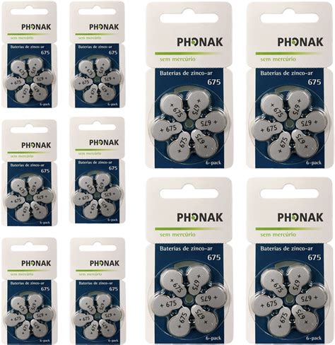 PHONAK 60 Baterias Pilhas Para Aparelho Auditivo Tamanho 675 Tom