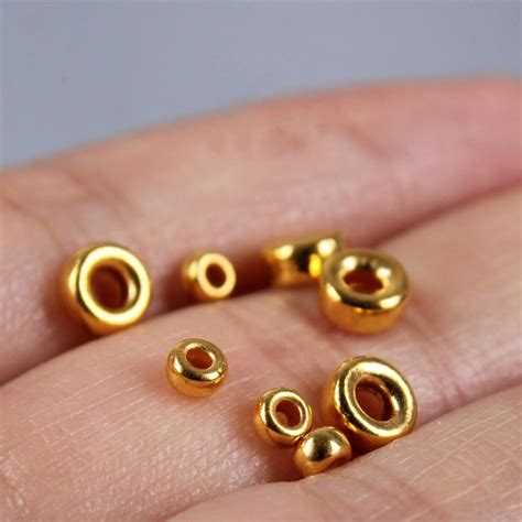 24K Pure Gold Round Spacer Beads For Bracelet Necklace Jewelry Etsy