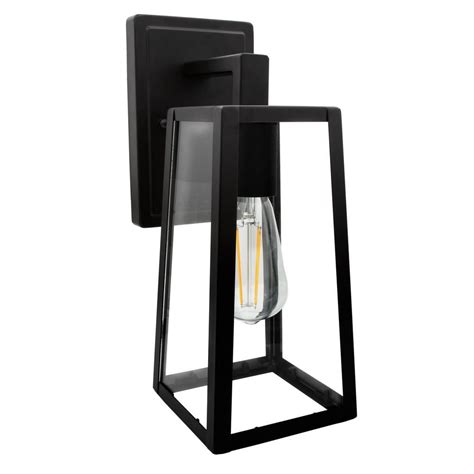 Maxxima Light Black Led Outdoor Wall Lantern Sconce With St Edison