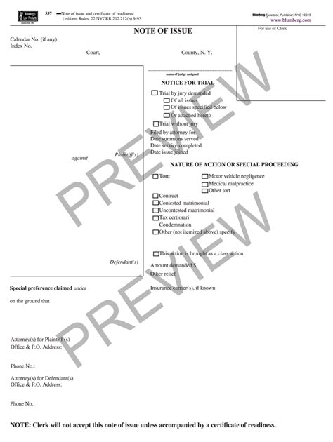 Note Of Issue Fillable Pdf Fill Out And Sign Online Dochub