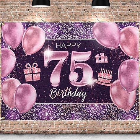 Amazon.com: PAKBOOM Happy 75th Birthday Backdrop Pink Photo Background ...