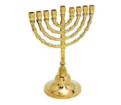 Small Classic Decorative Branches Gold Chanukah Menorah Inches