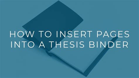 How To Insert Pages Into A Thesis Binder Youtube