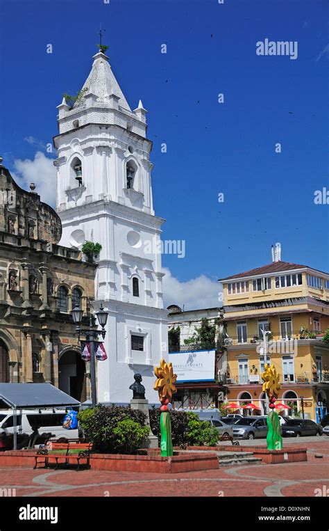 Cathedral, Plaza Mayor, Casco Antiguo, Old Town, Panama City, Panama, Central America, church ...