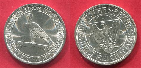 Deutschland Weimarer Republik Germany 3 Mark 1930 D Rheinlandräumung