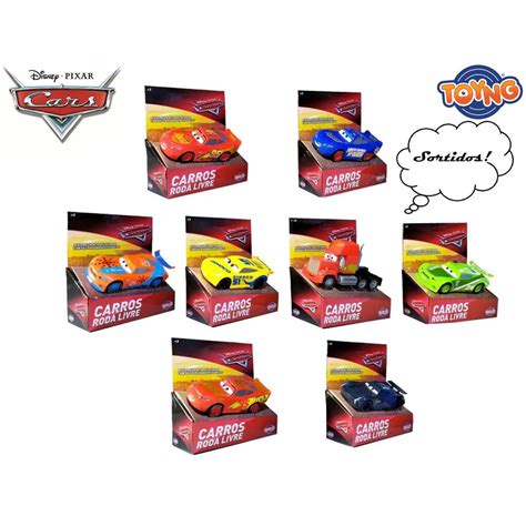 Kit Carrinho Disney Pixar Carros Roda Livre Cm Toyng Submarino