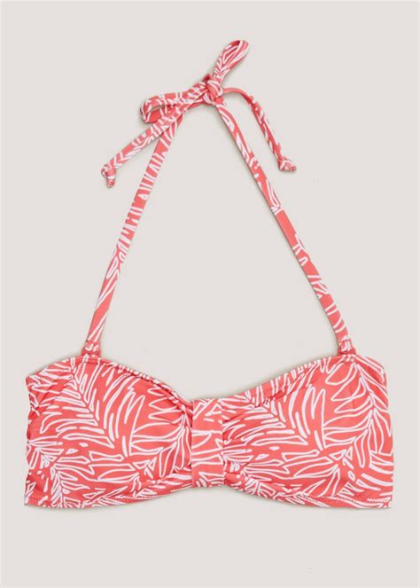 Coral Leaf Bandeau Bikini Top Matalan