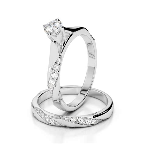 Gold Platinum Round Cut Diamond Bridal Set Ring Agdr 2059