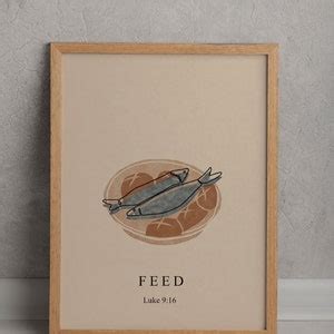 Five Loaves And Two Fish Digital Print Minimalist Christian Etsy