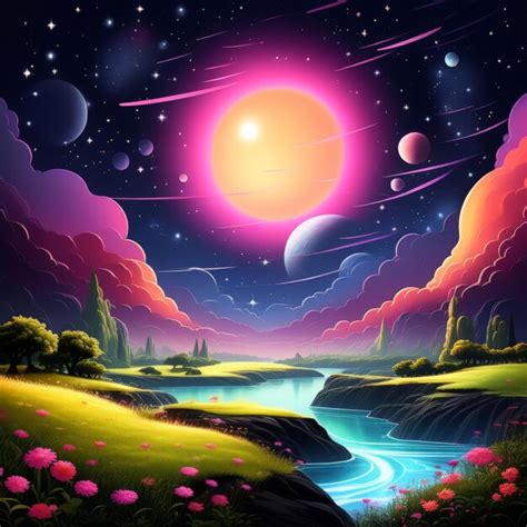 Paisaje Nocturno Con Luna Y Nubes Vector Premium