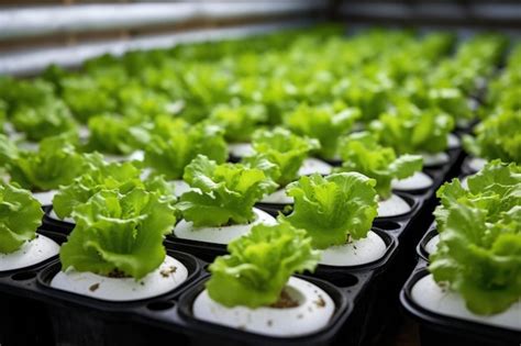 Premium Ai Image Closeup Of Hydroponic Lettuce Growing In Nutrient