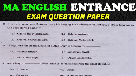 Ma English Entrance Question Paper Ma English Entrance Preparation