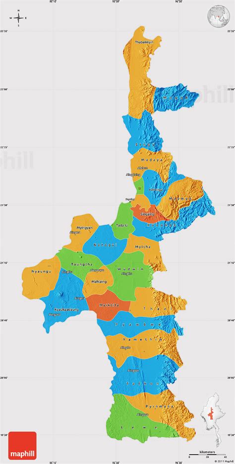 Political Map of Mandalay, cropped outside