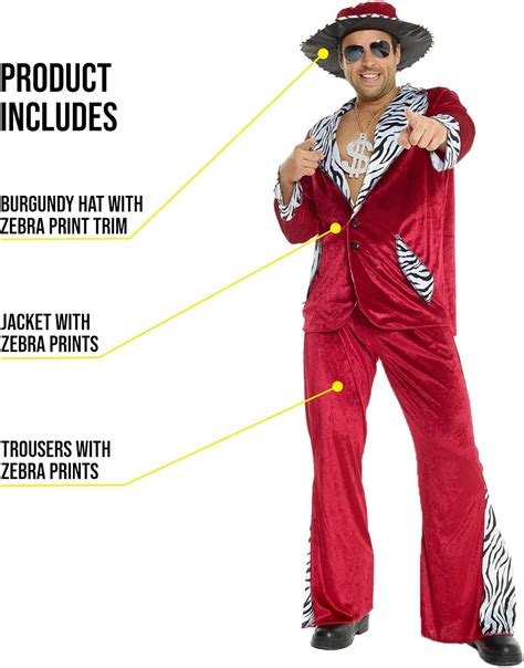 Buy Morph Mens Pimp Costumes For Men Burgandy 70s Outfit Pimp Suit