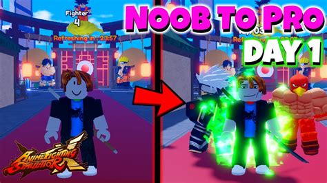 Noob To Pro In Anime Fighting Simulator X Roblox Day Youtube