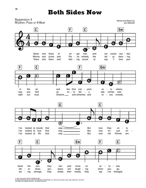 Both Sides Now By Joni Mitchell Sheet Music For E Z Play Today At Sheet