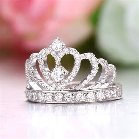 925 Sterling Silver Princess Crown Ring With CZ Inlaid - 925 Rings