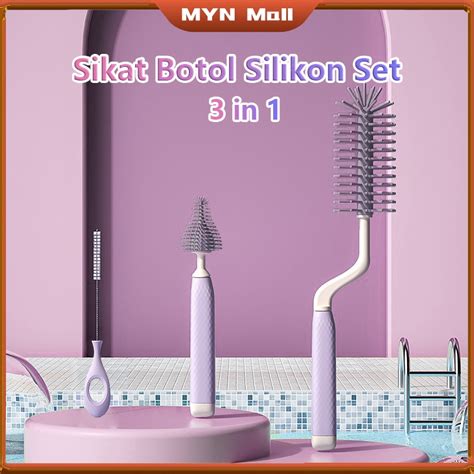 Jual Sikat Botol Silikon Set 3 In 1 Sikat Pembersih Botol Sedotan