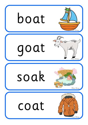 Oa Word Cards Phase 3 Phonics Teaching Resources