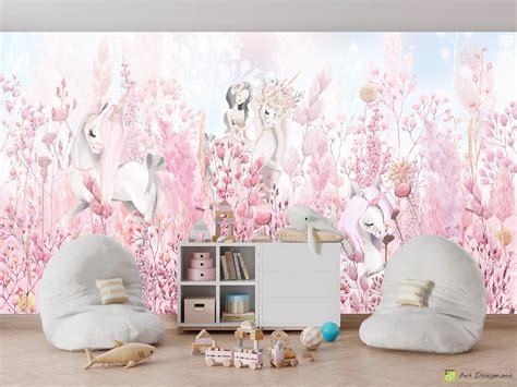 Единорог и цветы - Детские Фотообои под заказ, Art-Design.md