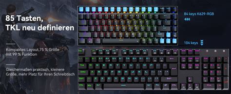 Redragon Mechanische Gaming Tastatur RGB 75 Mechanische Tastatur Mit Hot Swappable Rote Linear