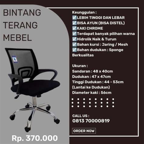 Promo Jual Kursi Kantor Jaring Kursi Kerja Kursi Staff Hitam Diskon