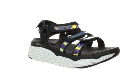 Skechers Womens Max Cushioning Black/White Sandals Size 10 (1456543) | eBay