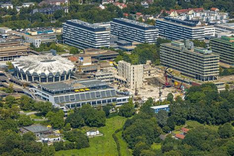 Luftaufnahme Bochum Abriß Baustelle zum Rückbau des Hochhaus