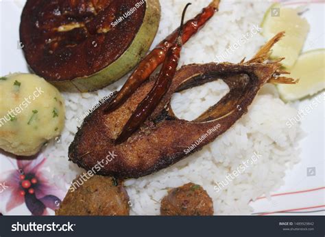 Bengali Traditional Food Boiled Rice Fried Stock Photo 1489929842