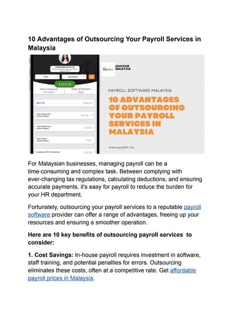 10 Advantages Of Outsourcing Your Payroll Services In Malaysiapdf