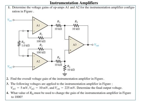 Solved Instrumentation Amplifiers 1 Determine The Voltage Chegg