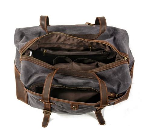 Waxed Canvas Duffel Bag Weekender Holdall Luggage Travel Bag Mc9503 Moshileatherbag Handmade