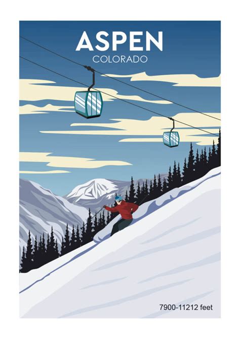 Aspen Colorado Retro Ski Poster Poster Posterland