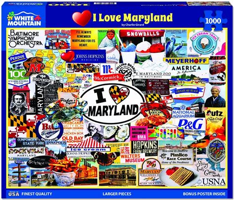 Amazon White Mountain I Love Maryland 1000 Piece Jigsaw Puzzle