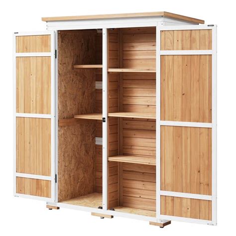 GOGEXX 49 in. L x 25 in. D x 58 in. H Wood Storage Shed Garden Lockable Tool Cabinet Waterproof ...