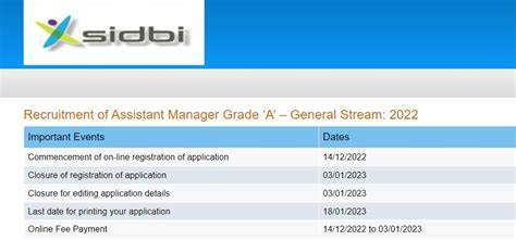 Sidbi Grade A Recruitment Notification Details