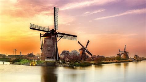 HD wallpaper: unesco world heritage site, holland, sunset, canal ...