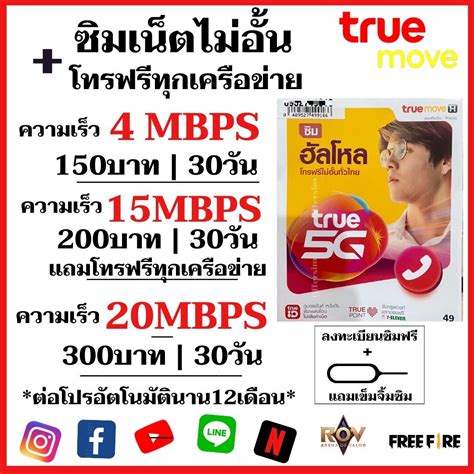 ซิมเทพทรู True เน็ตไม่อั้น 41520 Mbps ไม่อั้นโทรฟรีทุกเครือข่าย ต่อ