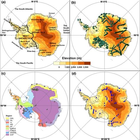 A Map Of Antarctica Depicting The Major Locations And Regions Cited In