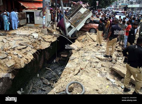 Karachi Pakistan 25th Aug 2023 View Of Site After Gas Explosion In