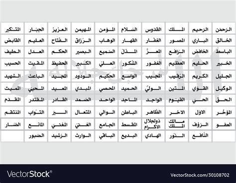 Printable 99 Names Of Allah