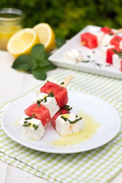 Wassermelonen Feta Spieße mit Minze Hase im Glück